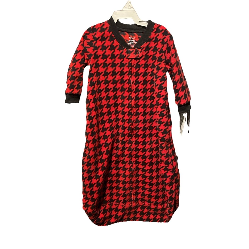 Carter's Easy Zip-Front Sleep Bag 6-9M NWT Red Black Plaid Holiday Cute Baby